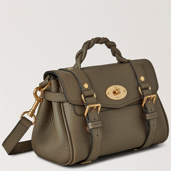 Mulberry Mini Alexa Linen Green Heavy Grain